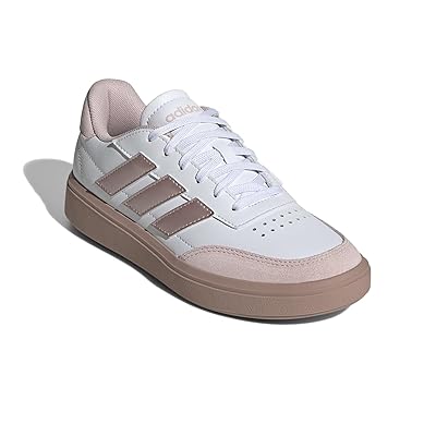 adidas Kids Court Block Shoes (Big Kid) Kids Shoes White/Sandy Pink Metallic/Sandy Pink