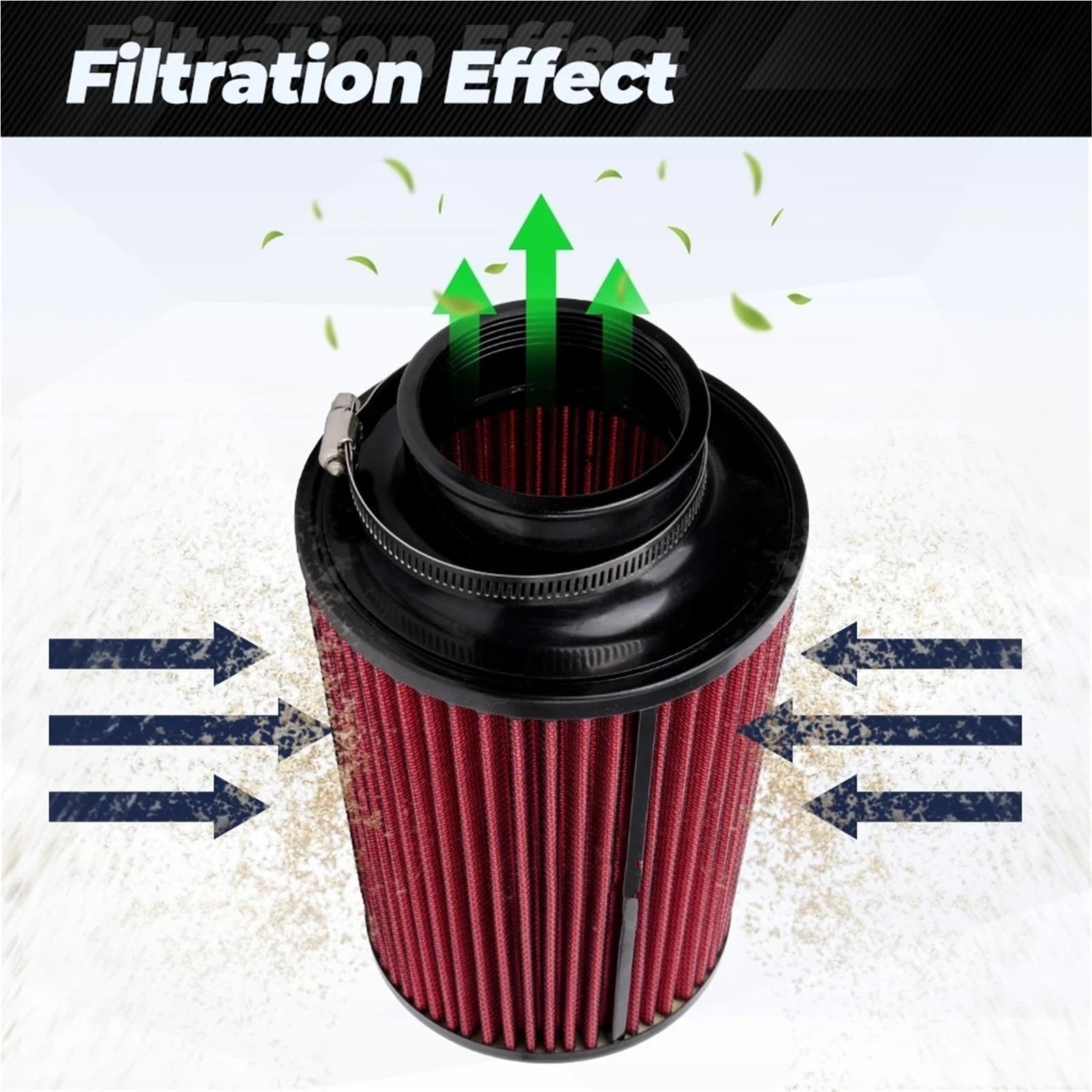 Filtr powietrza samochodu 76MM samochodowy filtr dolotowy zimnego powietrza zestaw indukcyjny Cleaner filtr powietrza samochodowego Sport Power Mesh stożek wysoki przepływ OFI207(Carbon pattern)