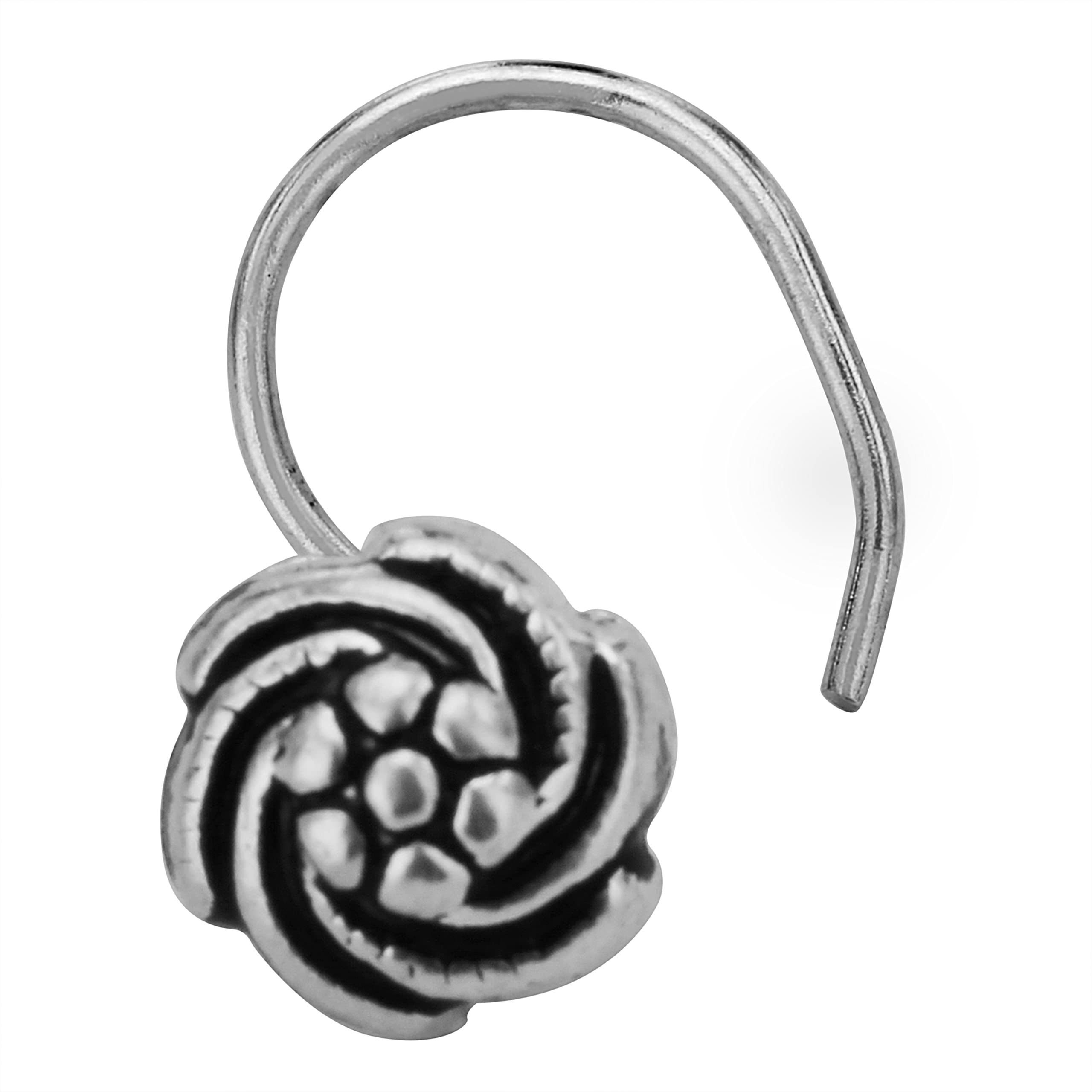 HOC® Women Sterling 92.5 Silver Nose Pin |Nose Pin Accessories For Women & Girls Fashion For Everyday Use_Silver Oxidised-image-15
