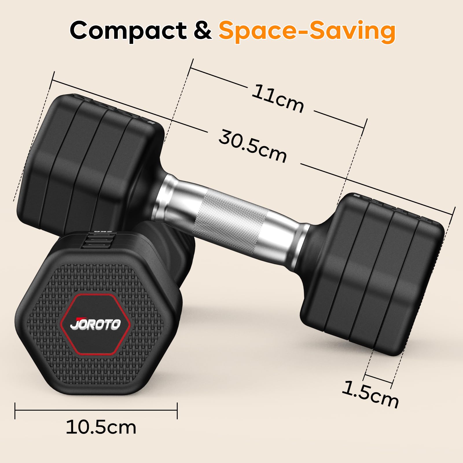 JOROTO Hanteln Set, 4-in-1 Verstellbare Hanteln Kurzhanteln 2er Set, 2–5 kg, mit Verchromtem Rutschfestem Griff, Geeignet für Männer und Frauen, für Krafttraining, Fitness und Heimtraining (Schwarz)