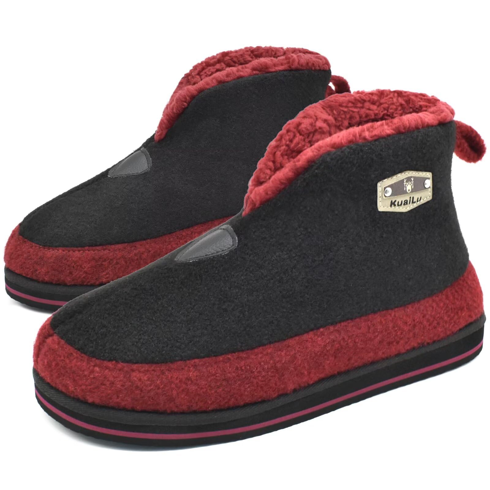 KuaiLu Pantofole Stivaletto Uomo Invernali Babbucce Calde Peluche Pelose Foderata Chiuse Pantofola Stivali Casa Comode Memory Foam Slippers con Indoor outdoor Antiscivolo Suola