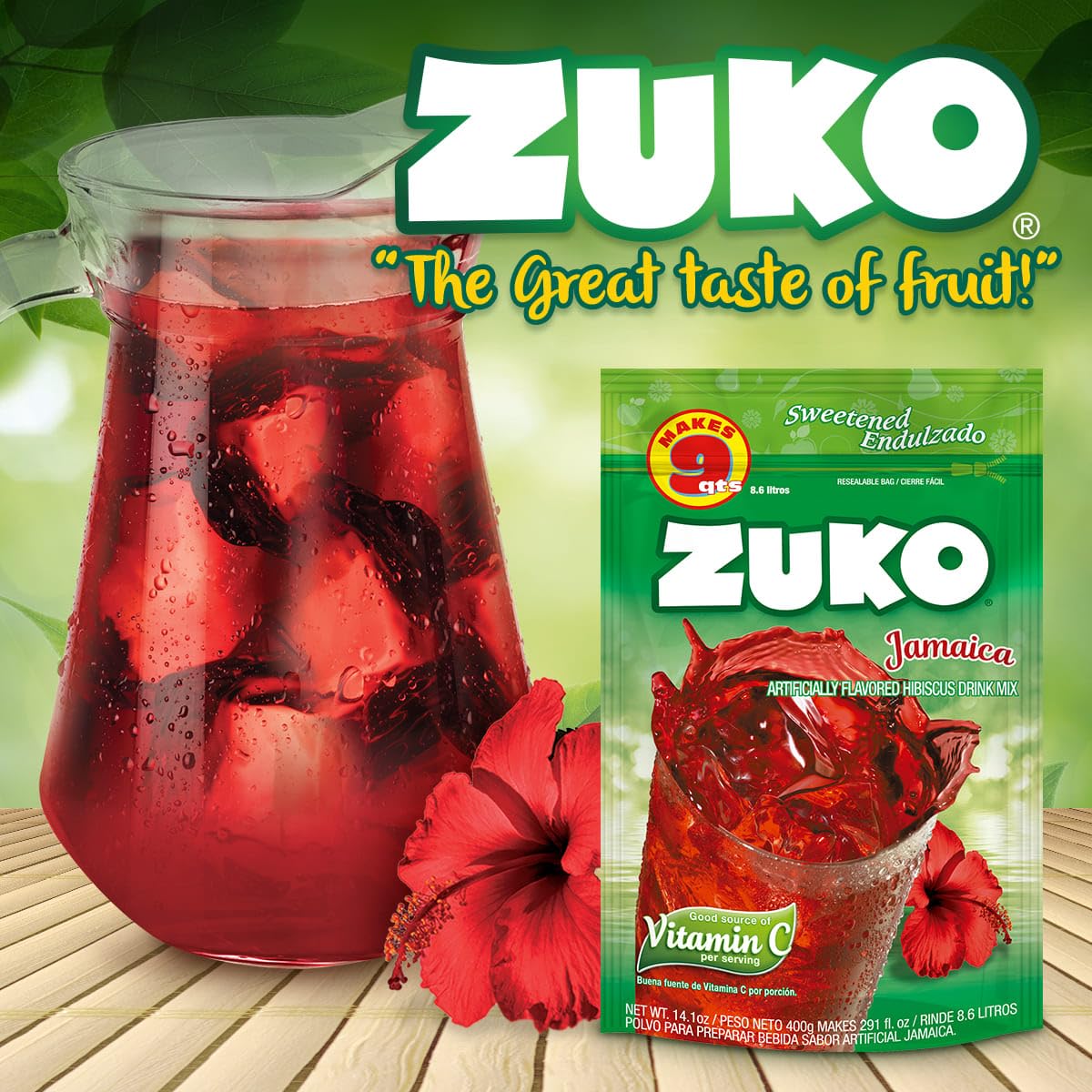 Zuko Jamaica Instant Powder Drink Family Pack, 14.1 oz, Pack of 6