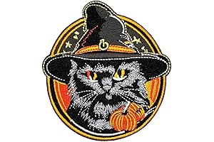 Bewitching Black Cat Embroidered Iron-On Patch: A Feline Enigma for Style and Repair