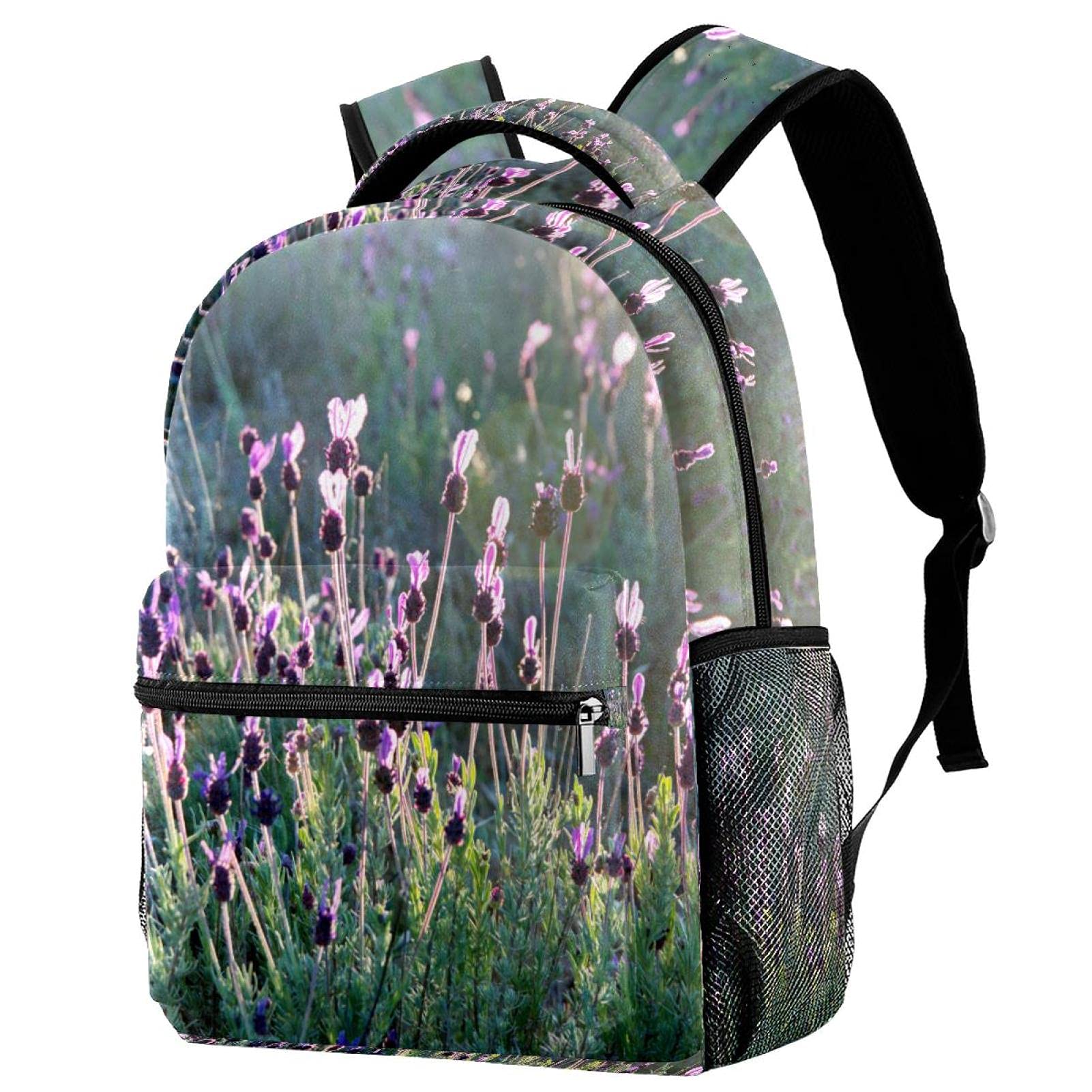Sac à dos motif fleur de lavande multicolore au design léger unique - 7