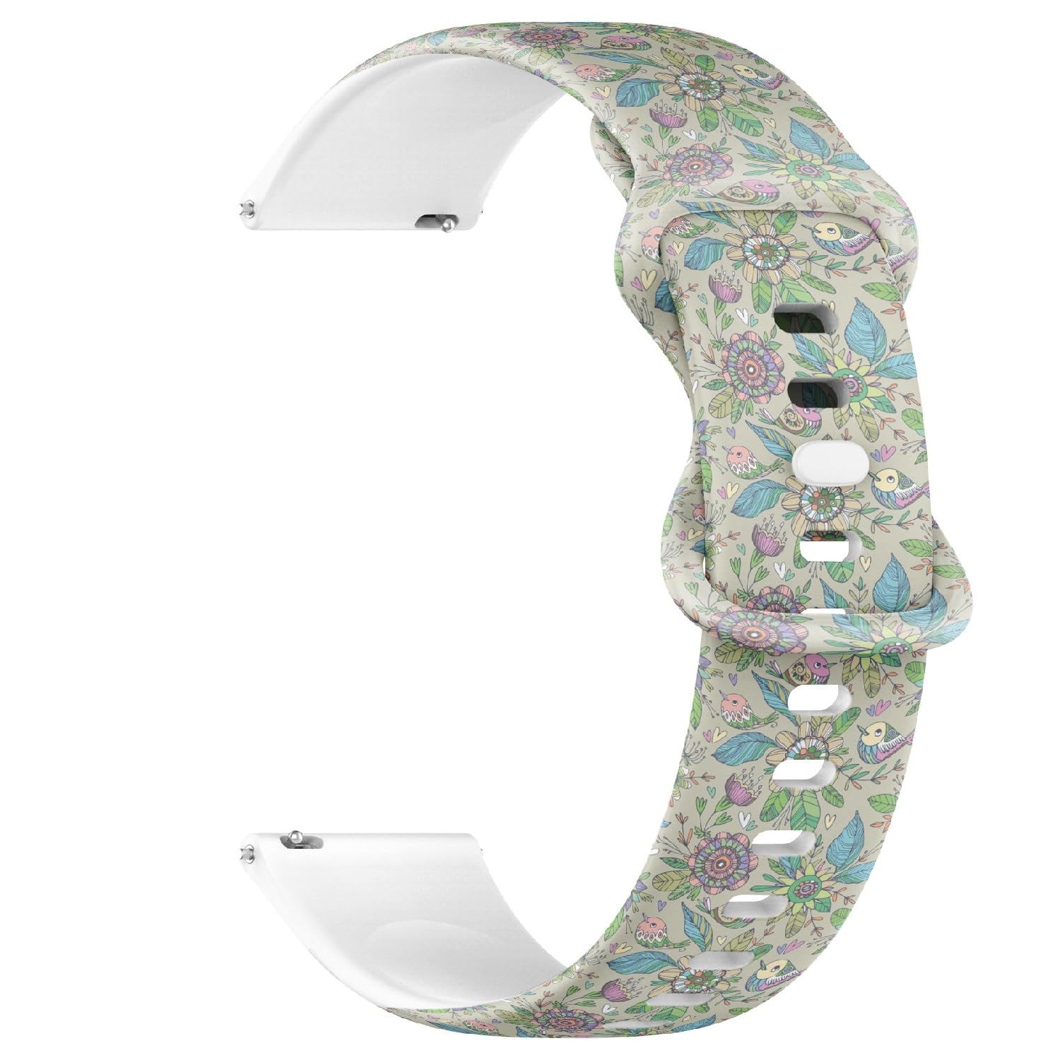 Compatible with Garmin Fenix 7/7 Pro, Fenix 6/6 Pro, Fenix 5/5 Plus, Epix (Gen2) / Epix Pro (Gen2), 22mm Replacement Sport Watch Band (Birds Flowers Cartoon) Silicone Soft Strap Bracelet