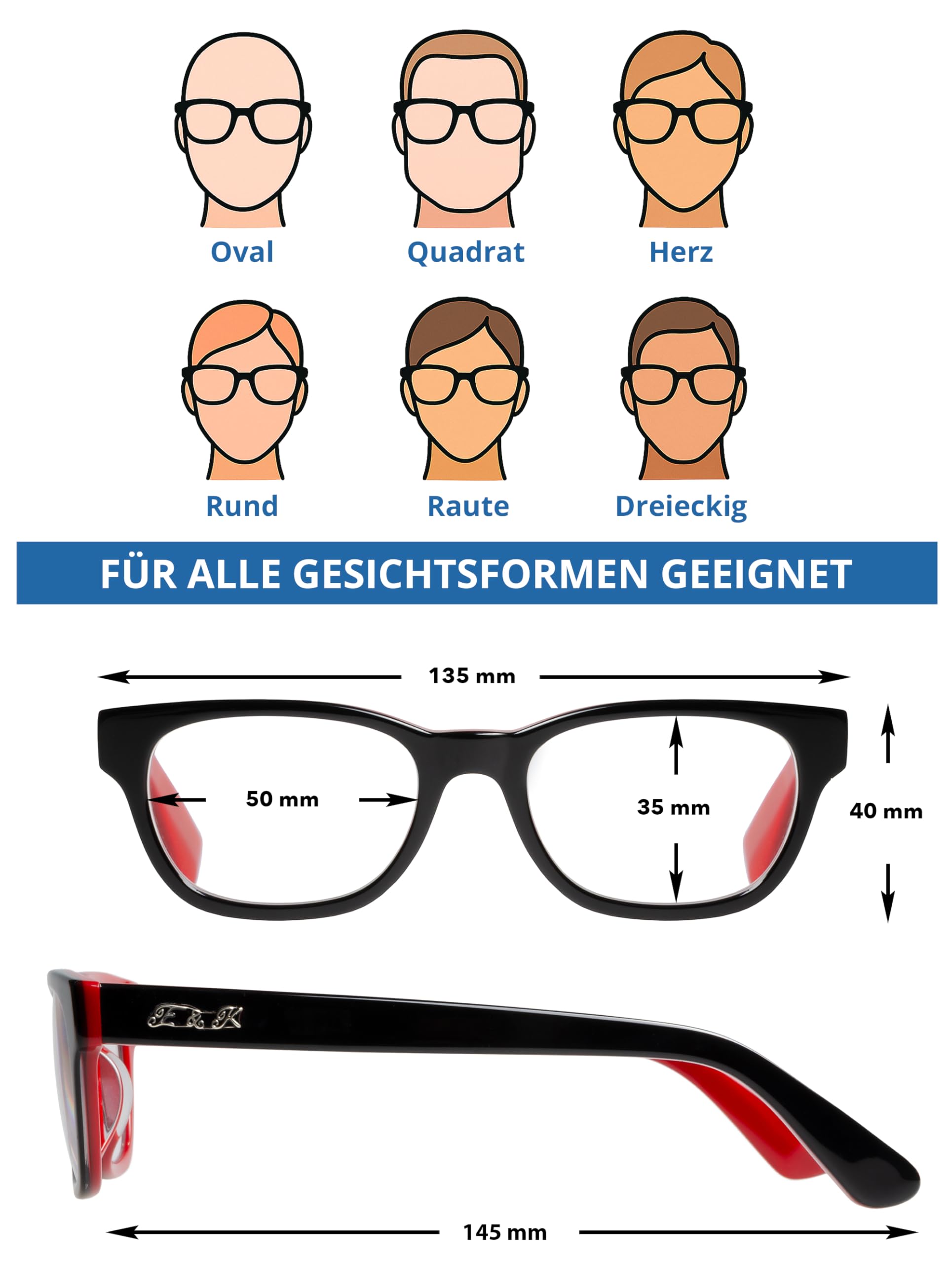 Edison & King Lesebrille Endless – Moderne Kunststoffbrille entspiegelt – gehärtet – aus Acetat