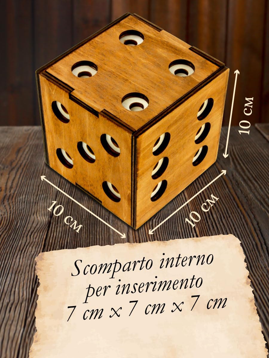 Logica Giochi - Scrigno Dado Enigmatico - Rompicapo In Legno - Scatola Segreta - Difficoltà 5/6 Incredibile - Collezione Leonardo
