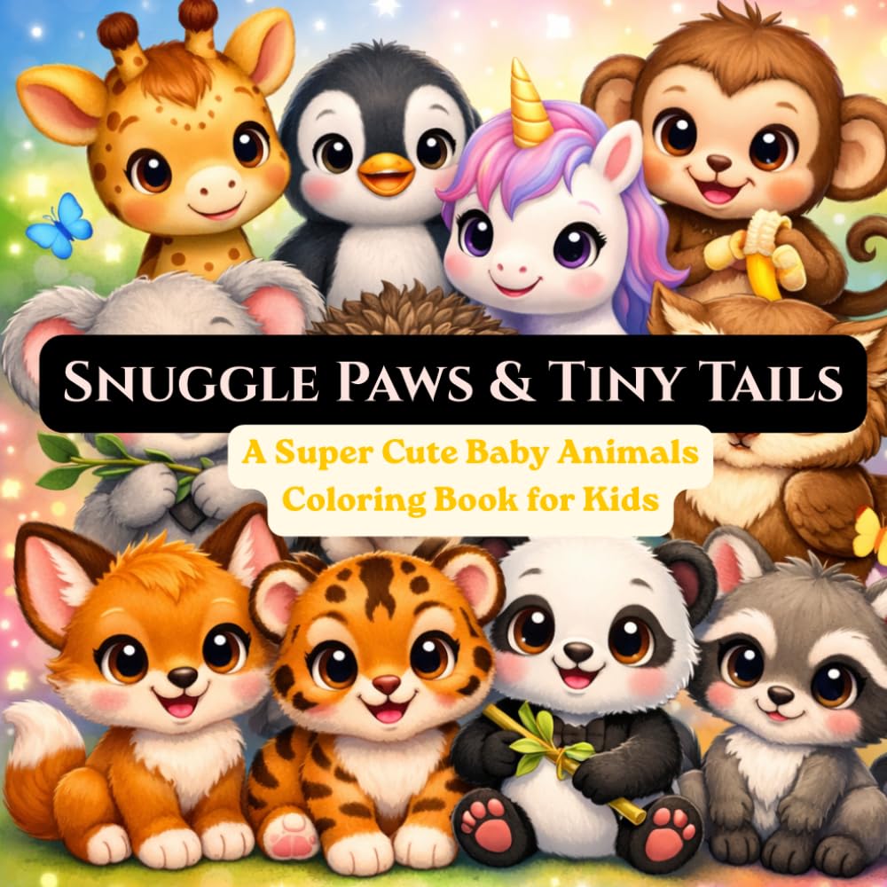Snuggle Paws & Tiny Tails: A Super Cute Baby Animals Coloring Book for Kids Ages 3-6 (Cute Coloring (Fun))