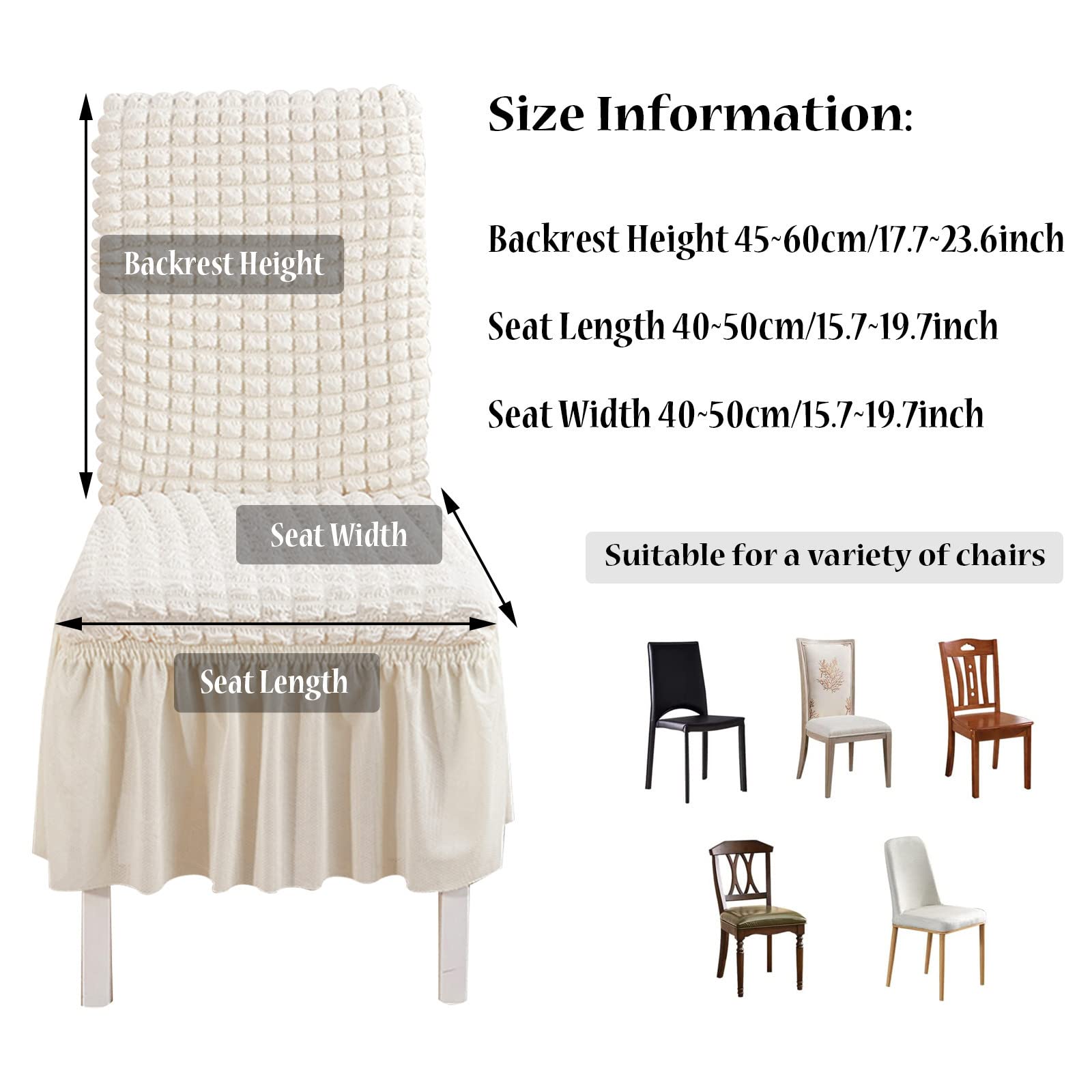 Coprisedie Elasticizzati 6 Pezzi Con Schienale - Grigio, Per Matrimoni, Home Party, Hotel