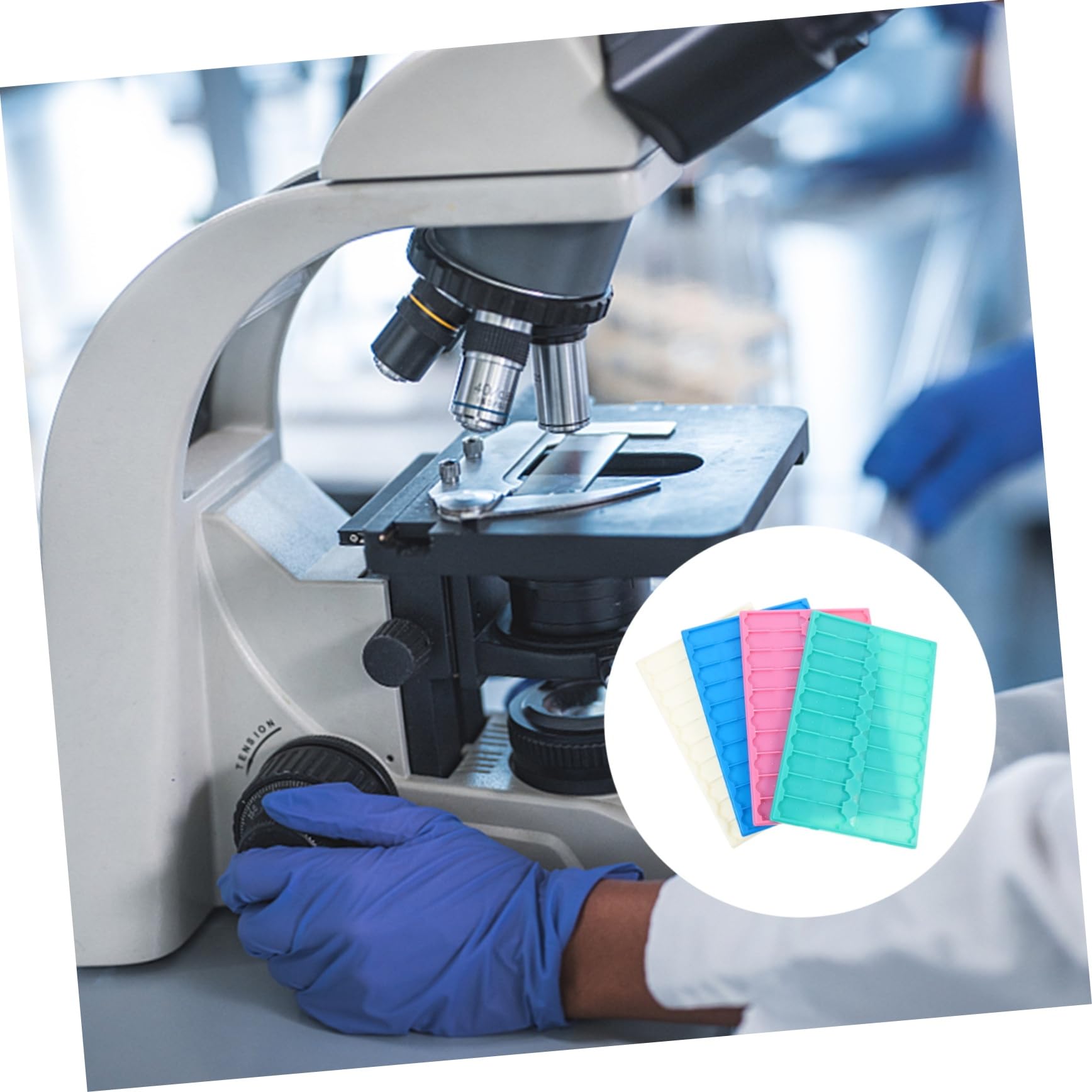 Mobestech 4 Pezzi 20 Piastra Di Stoccaggio Per Vetrini Vassoio Per Vetrini Microscopio Scatola Di Immagazzinaggio Per Vassoio Per Microscopio i Di Plastica i