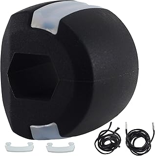 Exercitador de mandíbula, rosto e pescoço – Defina seu queixo, afina e tonifica seu rosto, pareça mais jovem e saudável – Ajuda a reduzir o estresse e desejos – Exercitador facial – Preto