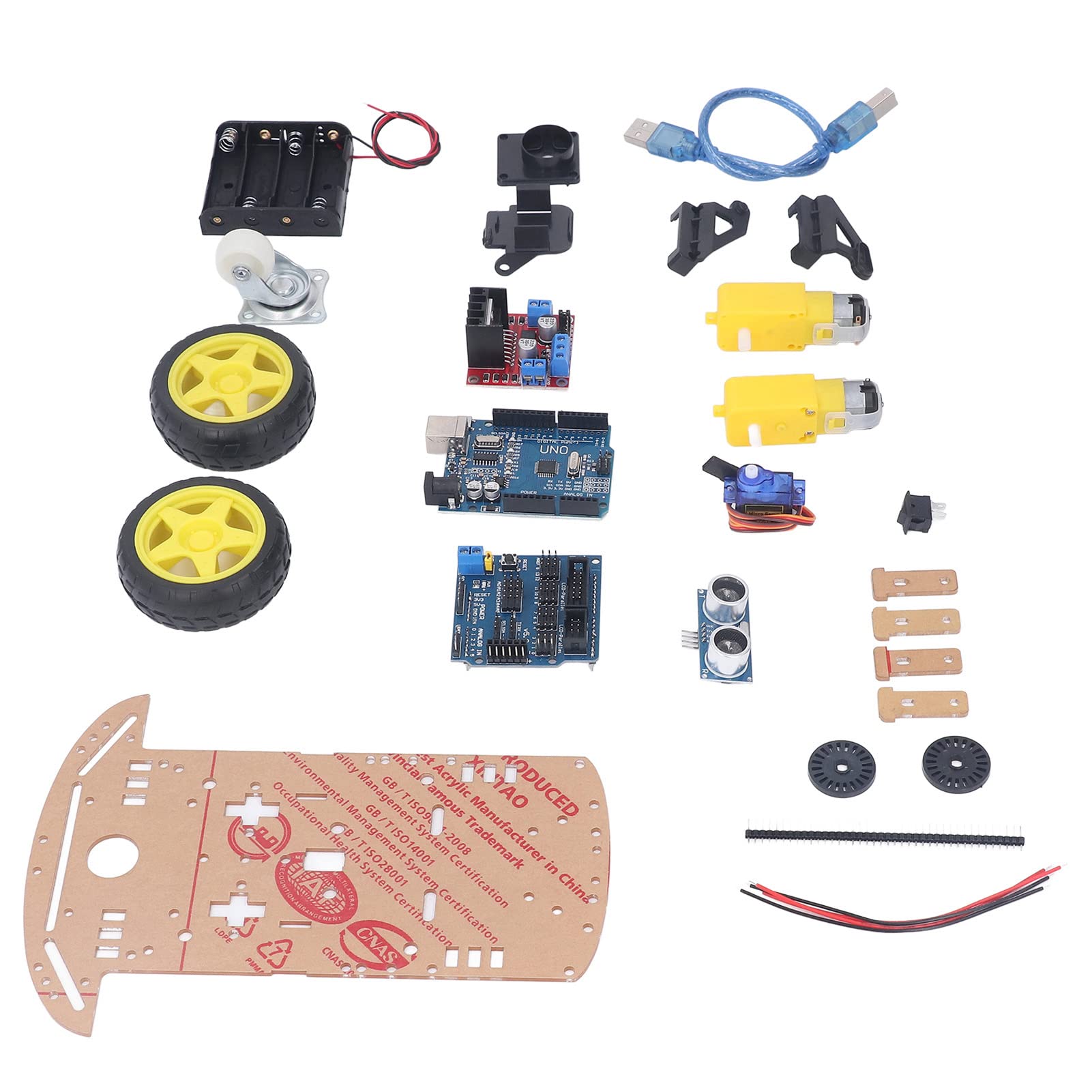 DIY Robot Smart Car Châssis Kit DIY Programmable Development Board 2WD Ultrasonic avec Motor MCU