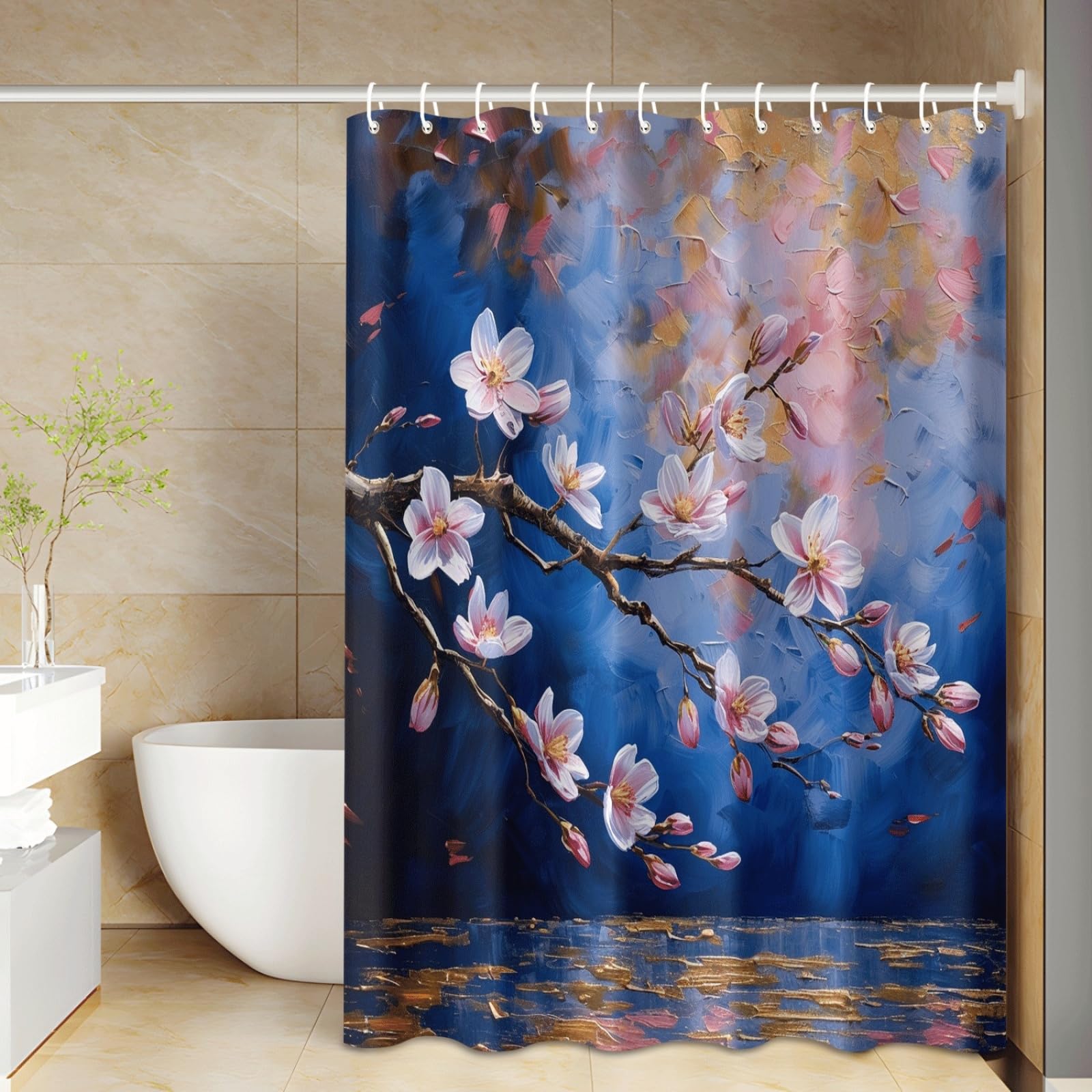 Tenda Doccia Graffiti Blu Scuro Tenda Doccia Antimuffa Impermeabile Poliestere Lavabile con 12 Ganci Facile da Installare Tende Finestra Bagno per Dormitorio Hotel(180x220cm)