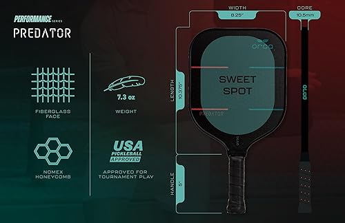Vista 19 de Orca Pickleball Paddles, Performance Series Pickleball Paddles Designed for Control and Precision, USA Pickleball Approved