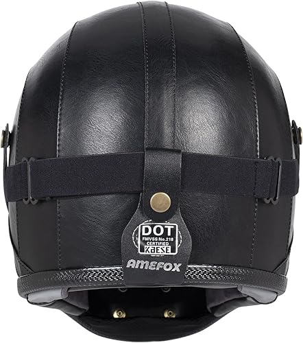 Miniatura 4 de Casco retro de motocicleta de cara completa de cuero de fibra de vidrio para hombres y mujeres Street Off-Road Ciclomotor Racing ATV Motocross
