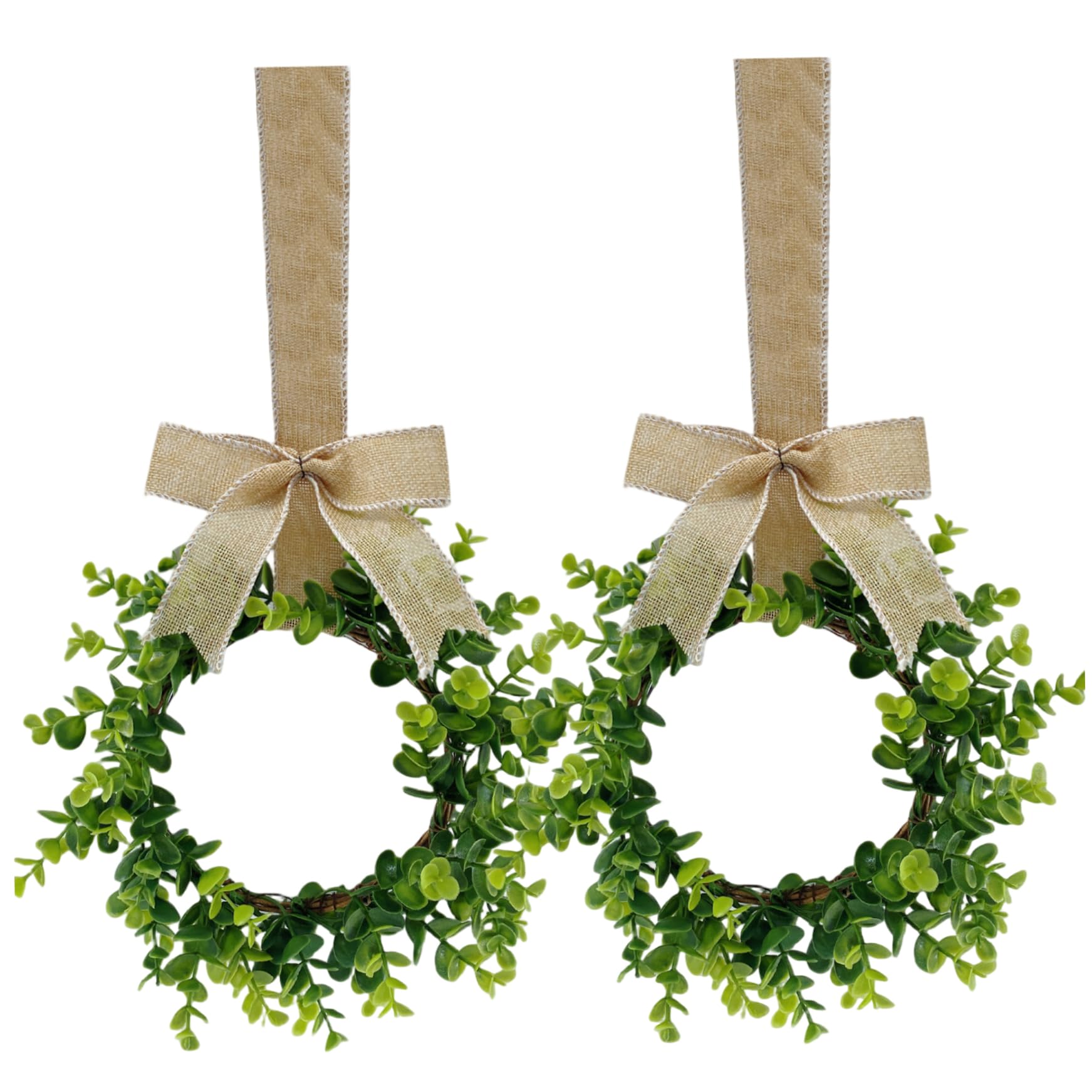 Couronne de buis 2 pièces de 12 pouces avec ruban en jute pour porte