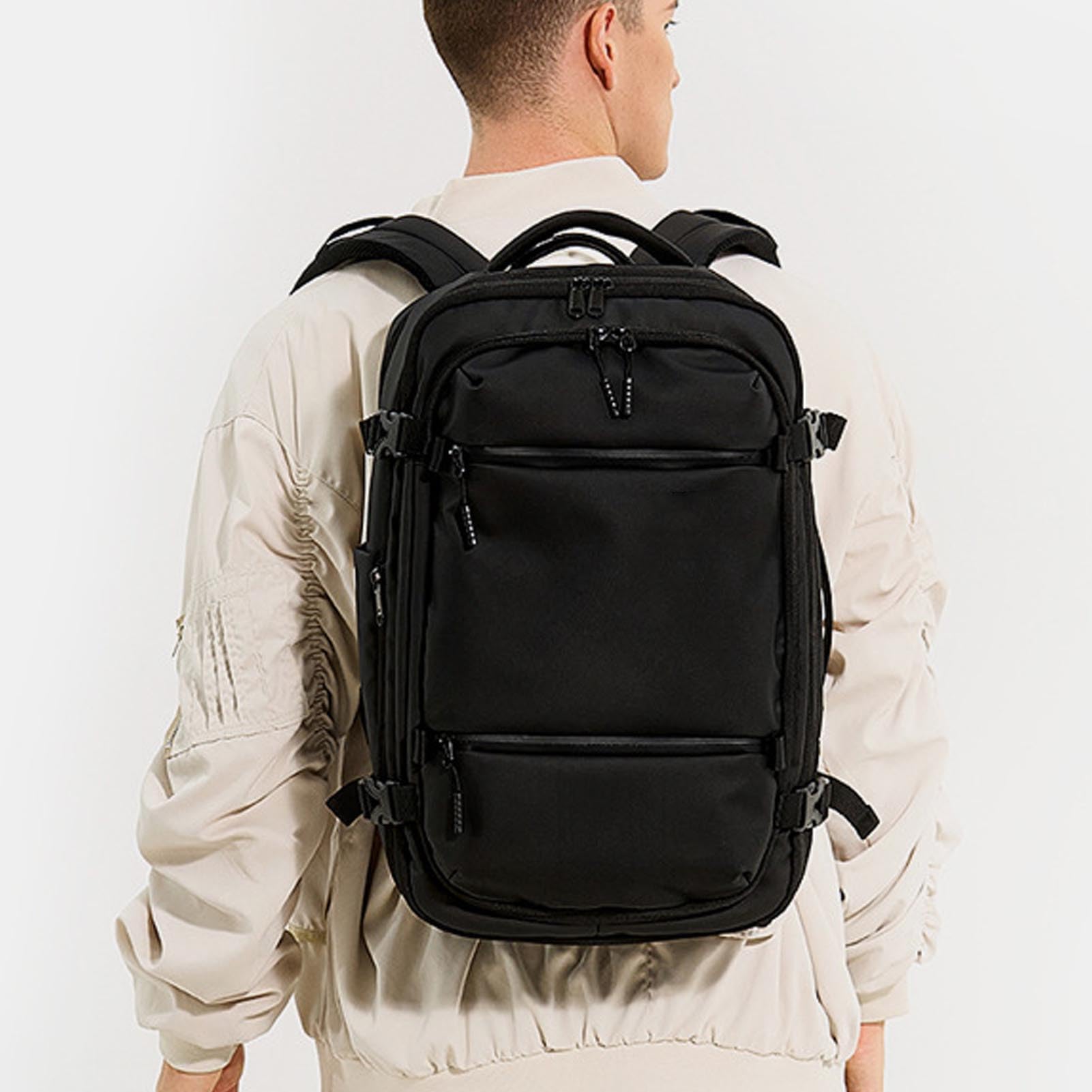 Mochila de Vacío de Tela Oxford Impermeable Expandible, Puerto de Carga USB con Bloqueo TSA, Mochila de Viaje con Sello Al Vacío, Ergonómica para Computadora Portátil para Mujeres y Hombres,