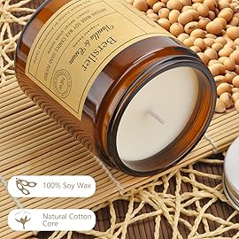 Vanilla Cream Scented Candles, Candles for Home Scented Aromatherapy Candles, Stress Relief and Relax Candle Gift for Women Birthday Christmas, 7oz Soy Wax Candle