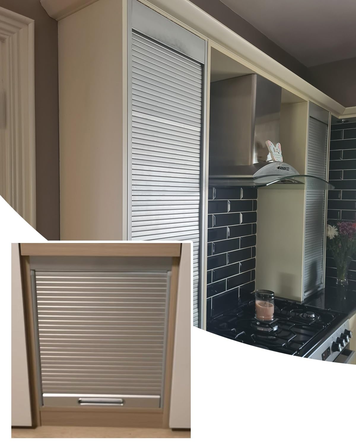 Foelanne Wxh Accordion Folding Door Kit, Sliding Tambour Door For Cabinet Silver Gray Multiple Sizes(36X42 (91.4X106.7cm))