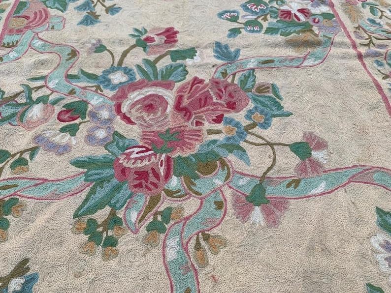 4x6 Vintage Handmade French Style Aubusson Needlepoint Rug – Home Decor Carpet – 175 × 123 cm