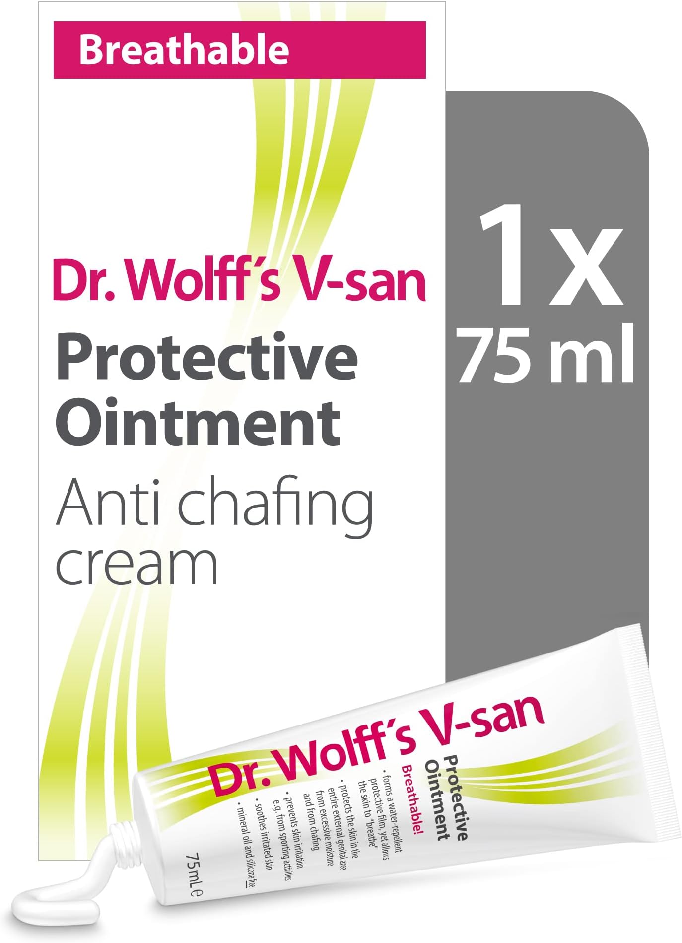 Dr. Wolff's V-san Protective Ointment 1x 75ml | Anti Chafing Cream for External Intimate Area | Helps and Aids Healing of Skin Irritaion Due to Chafing