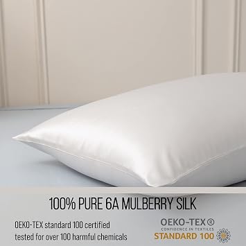 Bella Coterie Luxury Silk Pillowcase for Hair and Skin | 30 Momme | 100% Pure 6A Mulberry Silk | Super Soft | Perfectly Plush [Standard, White]