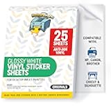 Glossy Printable Vinyl Sticker Paper Waterproof 25 Sheets 8.5