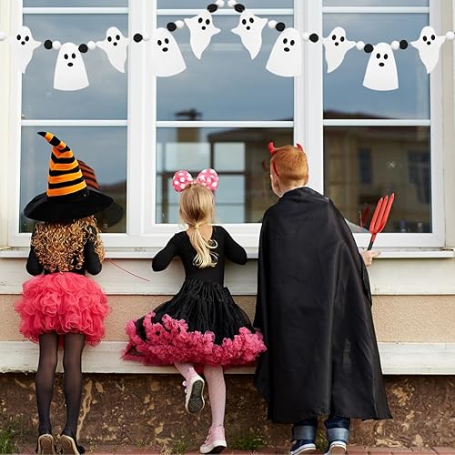 Miniatura 3 de Cartel de Halloween para manto, bola de fieltro, guirnalda de Halloween con espeluznante para chimenea, suministros de fiesta de pared