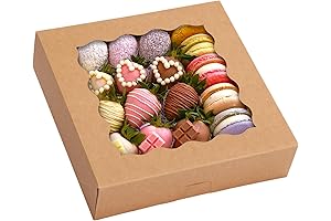 Moretoes 24Pcs Bakery Boxes with Windows: Stunning 10x10x2.5in Containers for Cookies, Pies, and Muffins