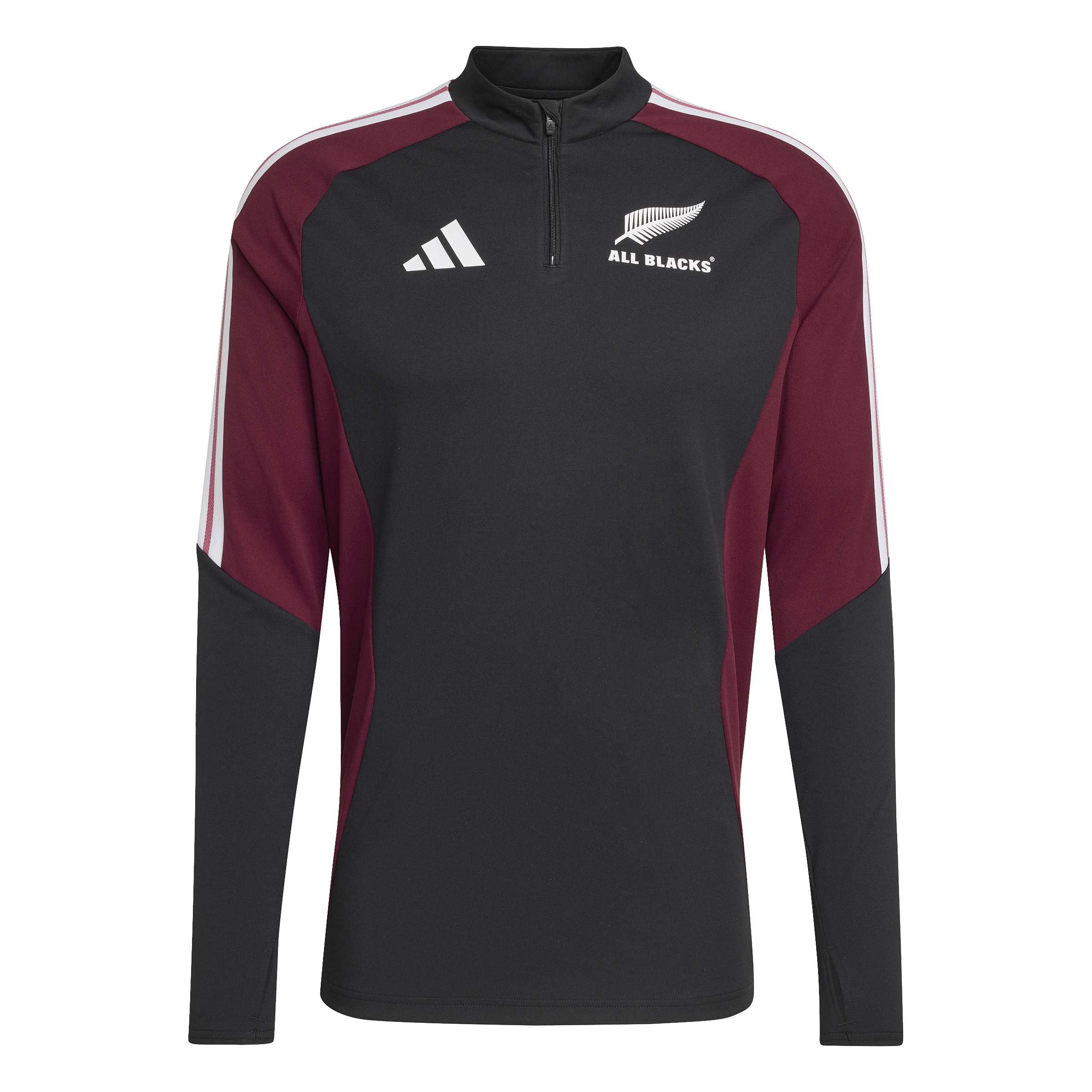 adidas Men's All Blacks Training Top Sweatshirt, ALL BLACK/maroon, XXL