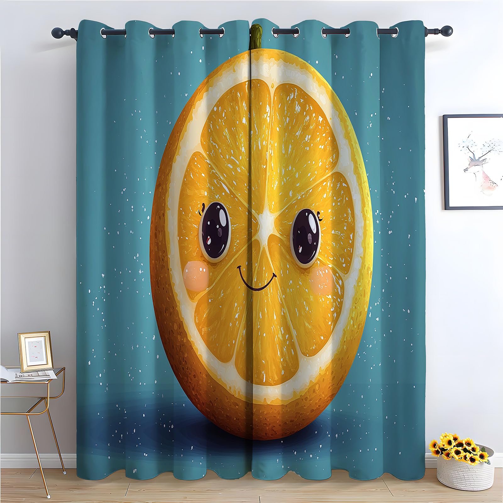 Rideau nature paysage JOSUE pour égayer une chambre sombre avec des motifs de fruits mignons