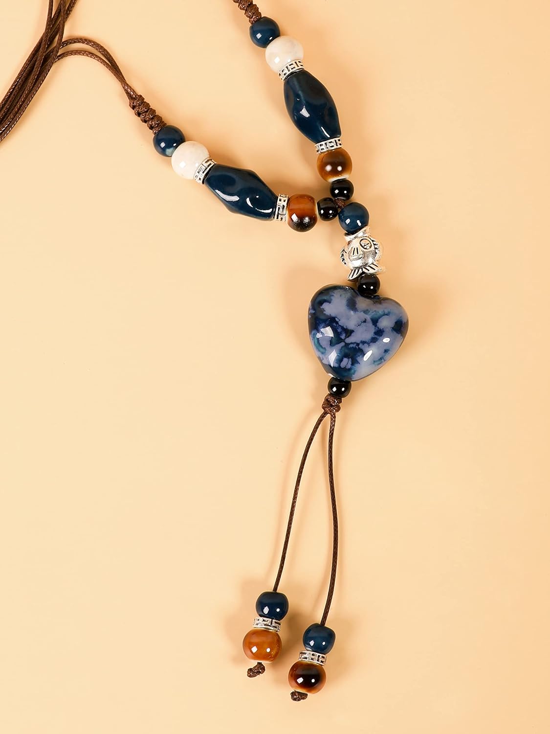 MINACHI Boho Hippie Colorful Ceramic Heart Bead Strand Necklace, Bohemian Summer Statement Jewelry Gift for Women - Image 2