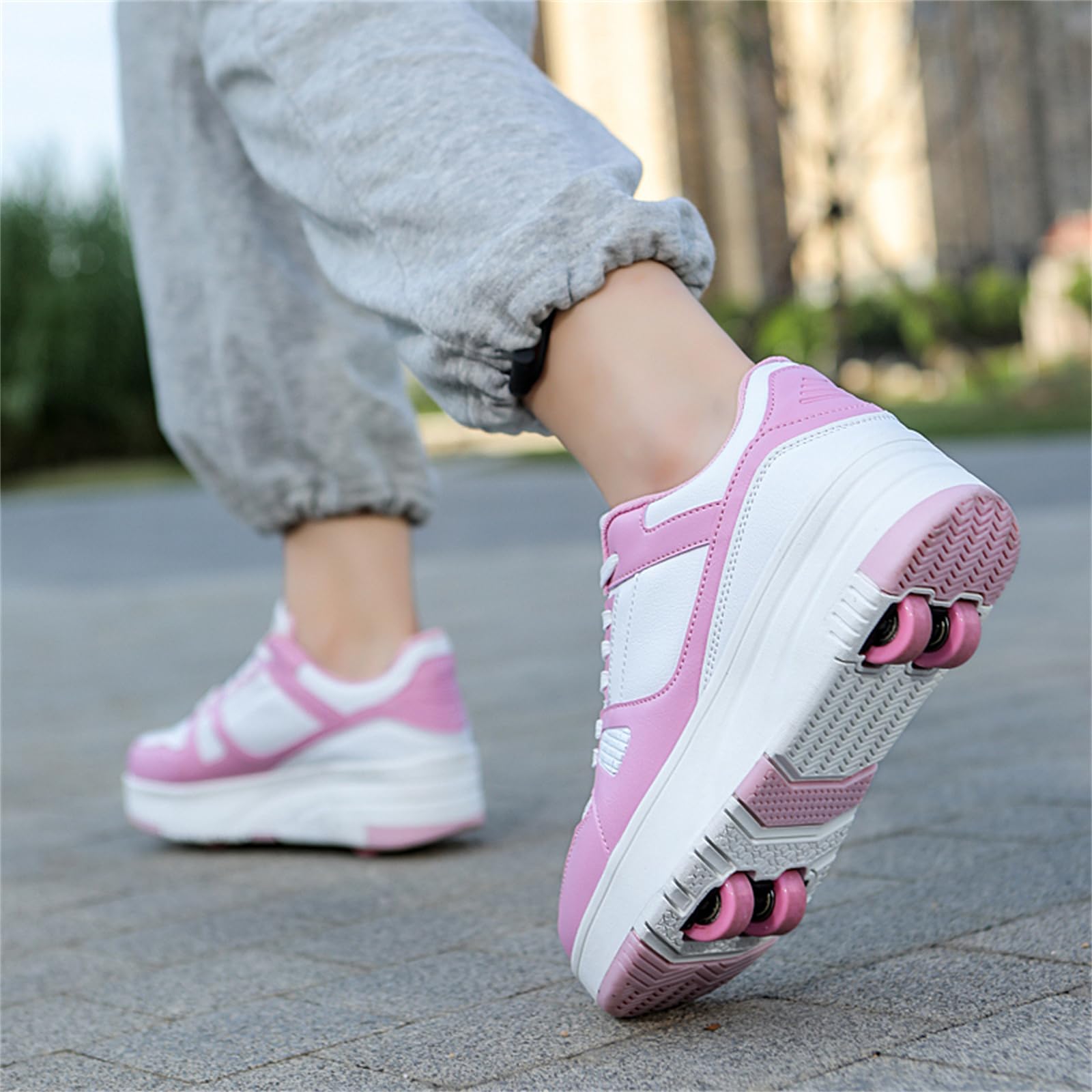 Mateju Zapatos con Ruedas para y Niñas, Patines Multiusos 2 en 1, Zapatillas Deportivas al Aire Libre Retráctil con 4 Ruedas, Zapatillas de Skateboarding Niña Niño