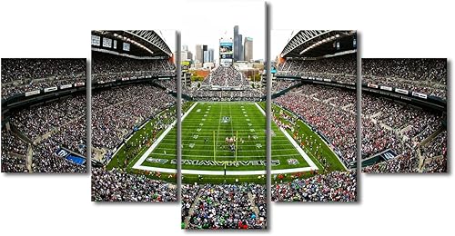 Vista 264 de Cuadros de estadios deportivos de fútbol americano de Minnesota, cuadros de vikingos, 5 paneles, lienzo para pared, arte de pared del estadio