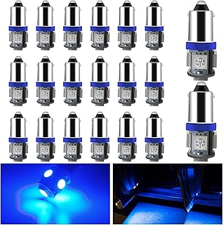 EverBrightt 20-Pack Blue BA9S 5050 5SMD Led Bulbs Clearance Wedge Light License Plate Lamp Side Maker Light 12V