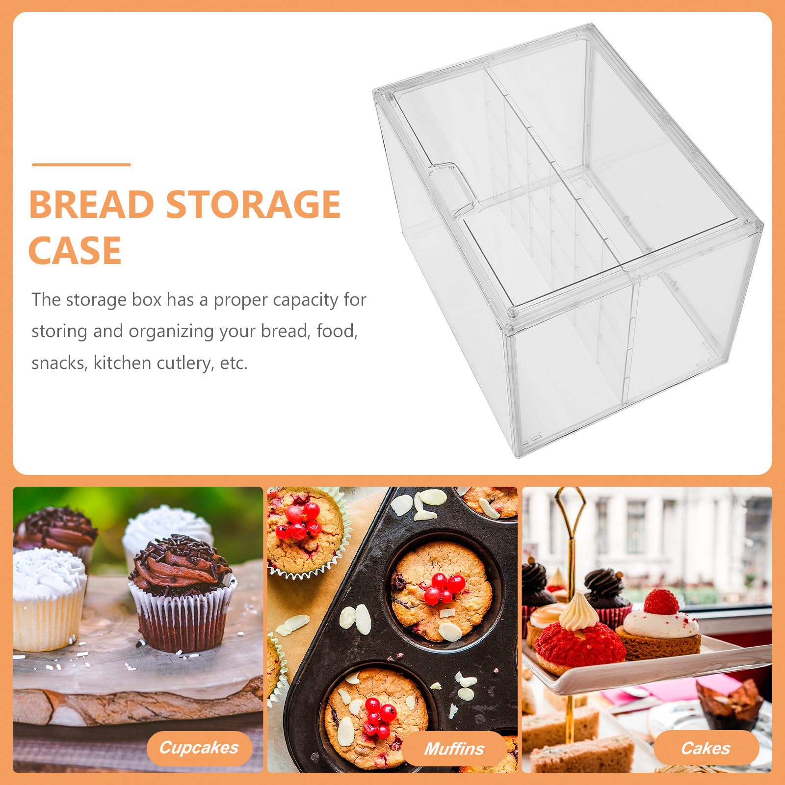Contenitore Conserva Pane Morbido e Snack per Pane in Acrilico Trasparente da Cucina a Doppio Strato, Resistente e Semplice, per Panetterie e Caffetterie