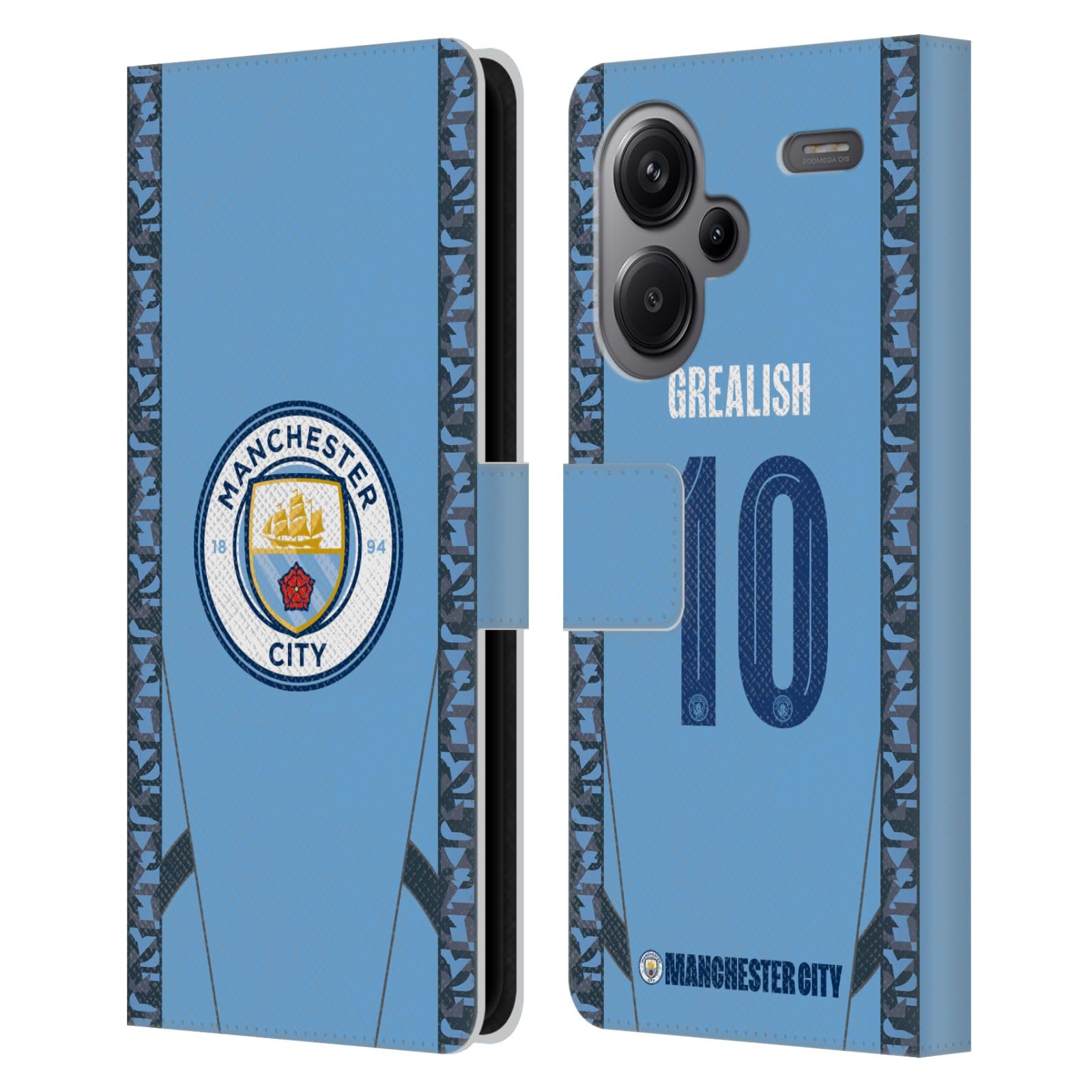 Head Case Designs Officially Licensed Manchester City Man City FC Jack Grealish 2024/25 Players Home Kit Leather Book Wallet Case Cover Compatible with Xiaomi Redmi Note 13 Pro Plus 5G
