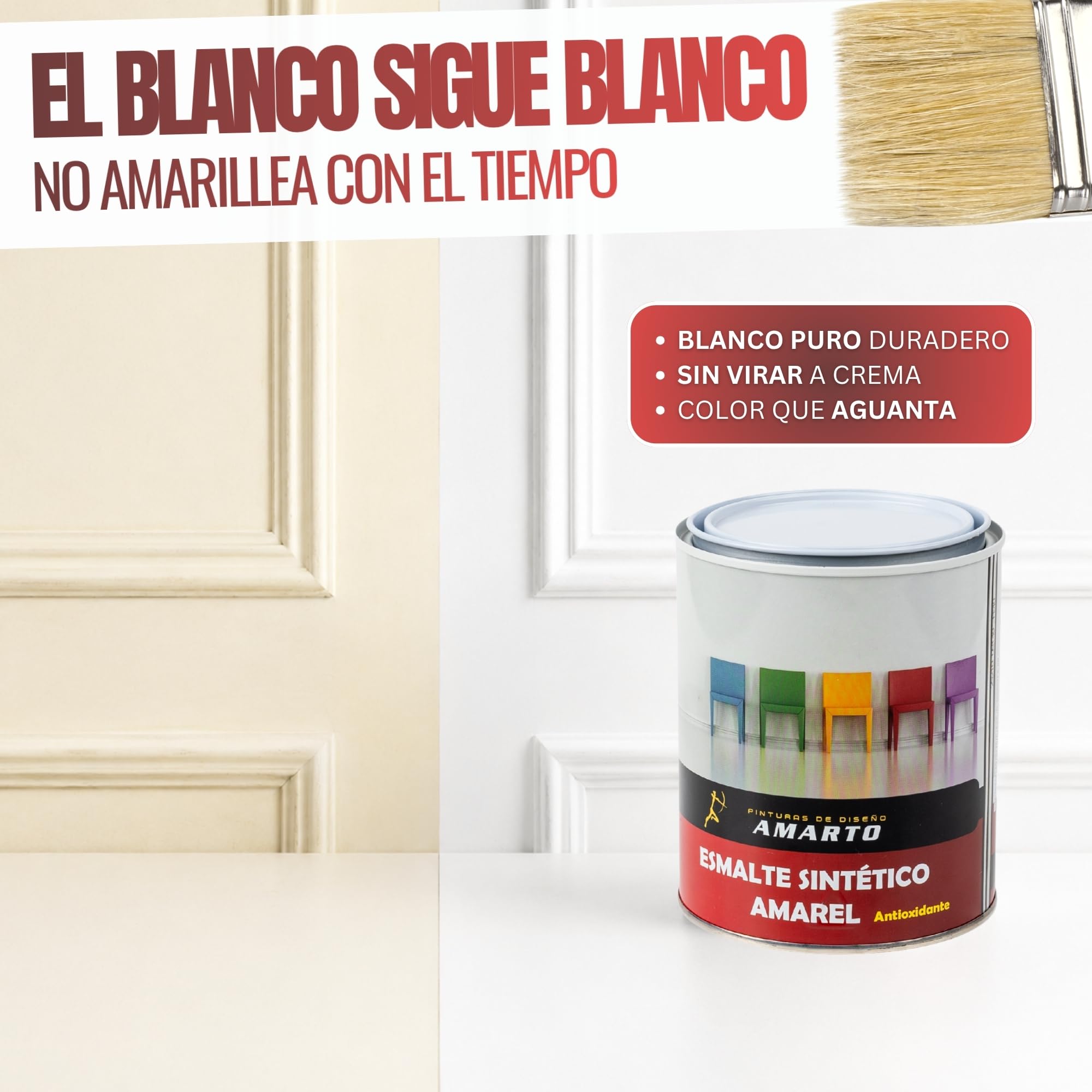 [375ML Blanco] Esmalte Antioxidante Brillante Secado Rápido, Esmalte directo sobre óxido Interior Exterior Protege Hierro Madera Metal de Alta Adherencia Fácil Aplicación