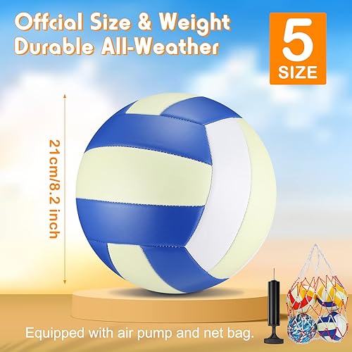 Miniatura 2 de Libima 3 unidades de voleibol que brillan en la oscuridad, tamaño oficial 5 con bolsa de inflador, voleibol iluminado, regalo de aula de Navidad