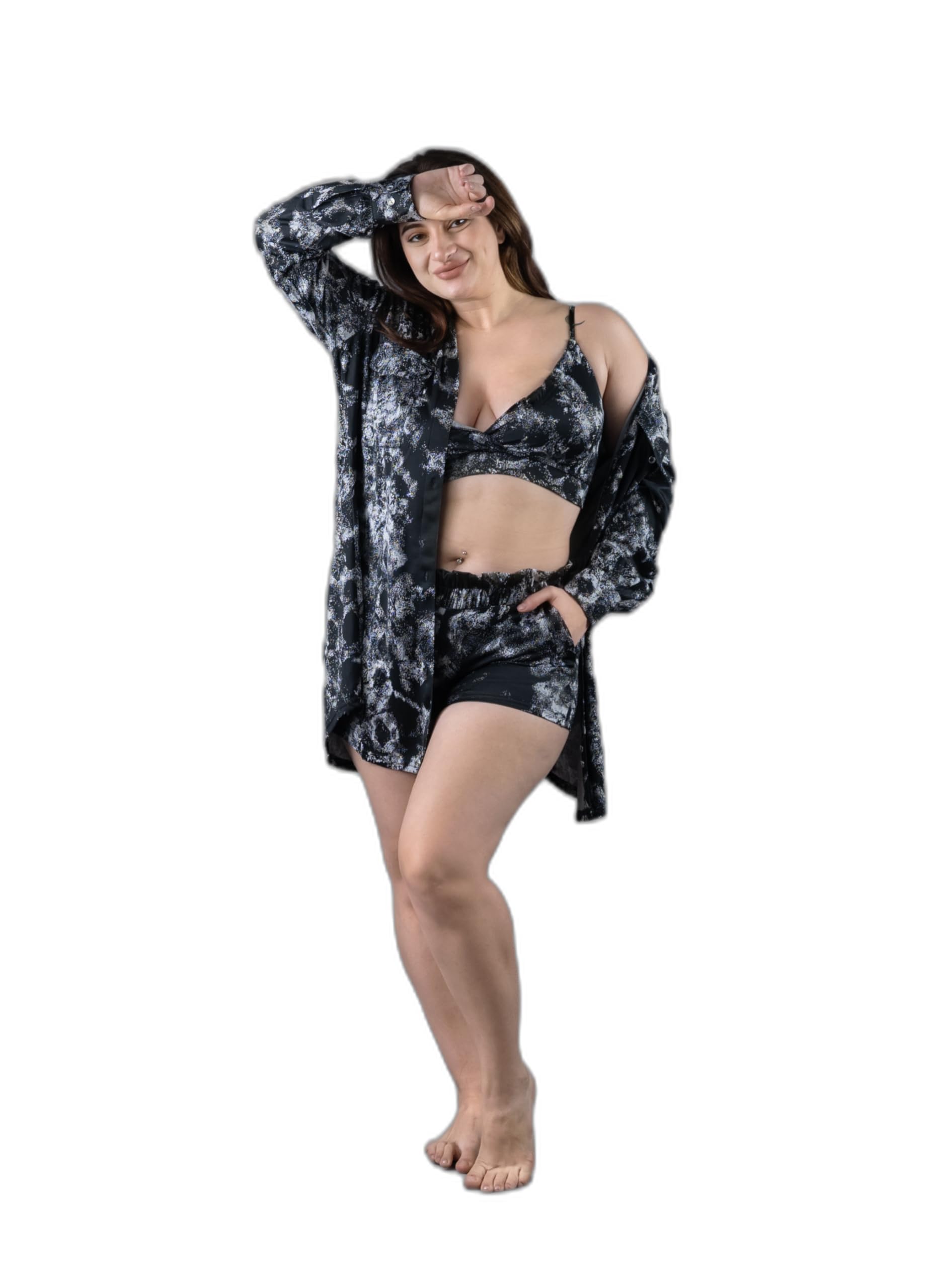 Padded 3 pcs Swim Set with Beachwear Coverup Shirts for Women |Swimming Suit for Women-image-46