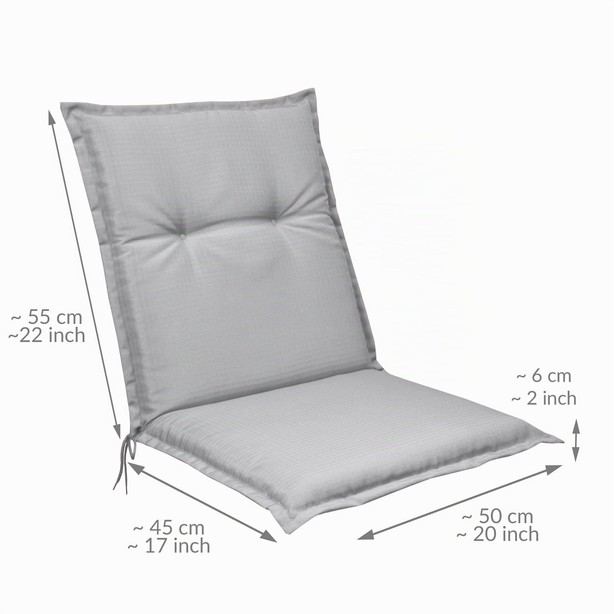 Beautissu Lot de 6 Coussin Matelas Chaise Fauteuil de Jardin à Dossier Bas | 100x50x6cm Gris Clair assise pour balcon camping d'assise extérieur Base NL