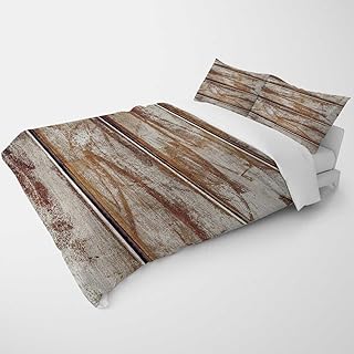 YANFENQI Twin Duet Covers Vintage Retro Wood Texture Bedding Aesthetic for Kids Teens Adults (Twin,68