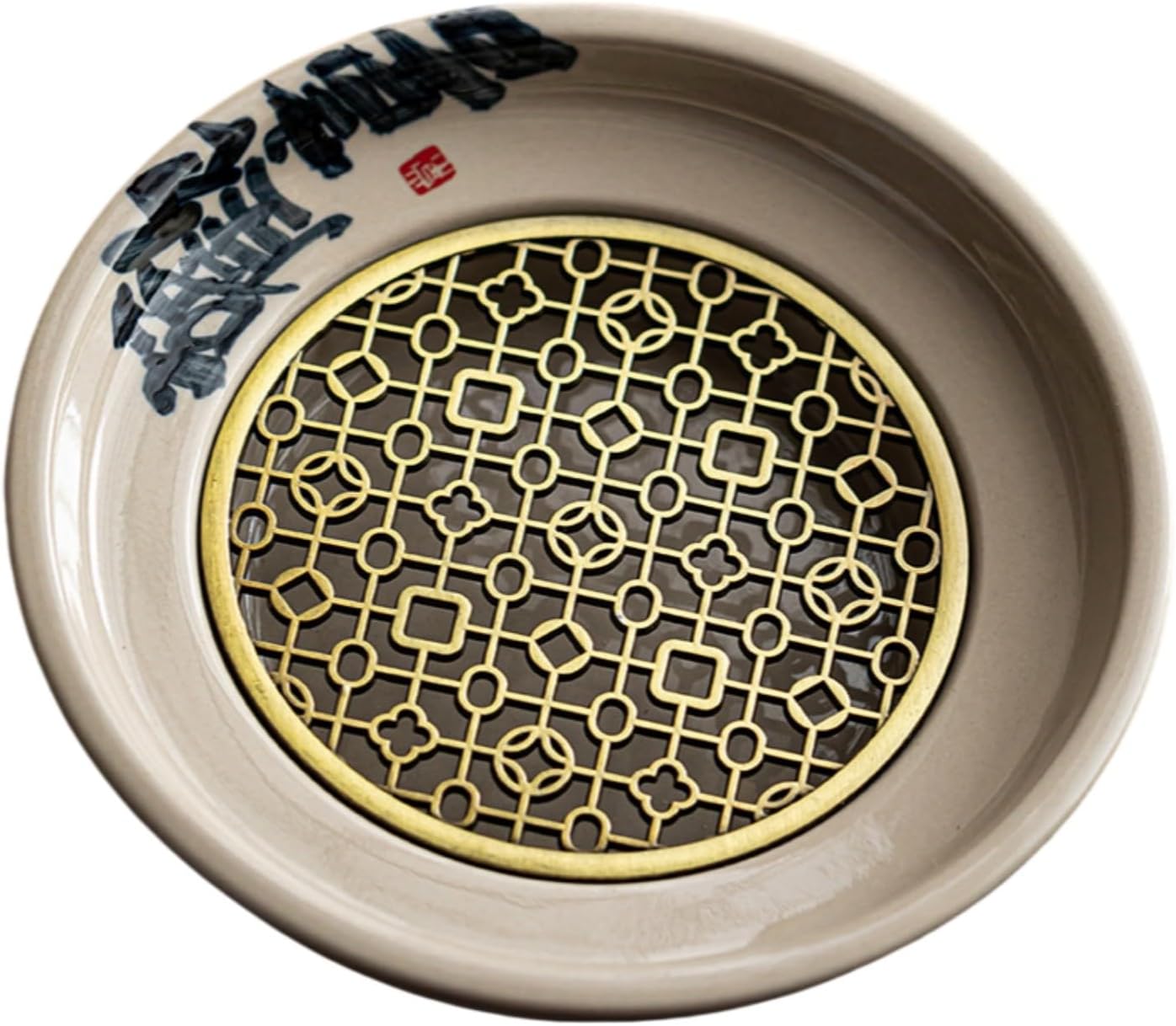 灰色釉下手写锦阁壶承陶瓷功夫茶具配 Ceramic Kung Fu Tea Set,teapot,Teacups,warming Wedding Birthday Gift,Tea Tray Chinese,Dishwasher Safe 灰色-手绘锦灰堆锦阁壶承