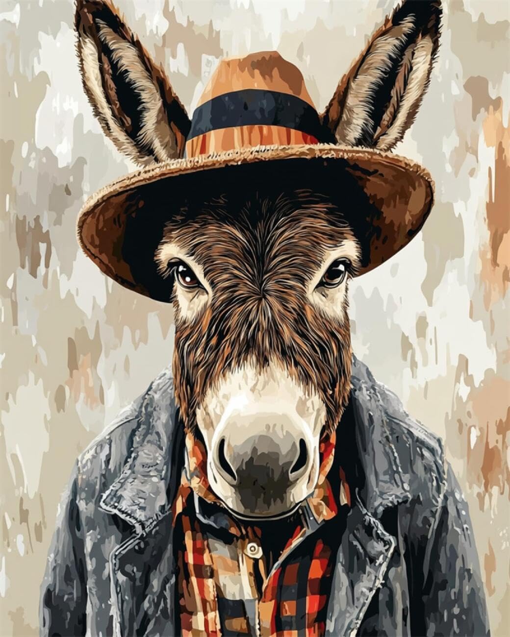 AxiangziK DIY Printed Cross Stitch Kit Donkey Wearing Clothes 11CT 50x70cm