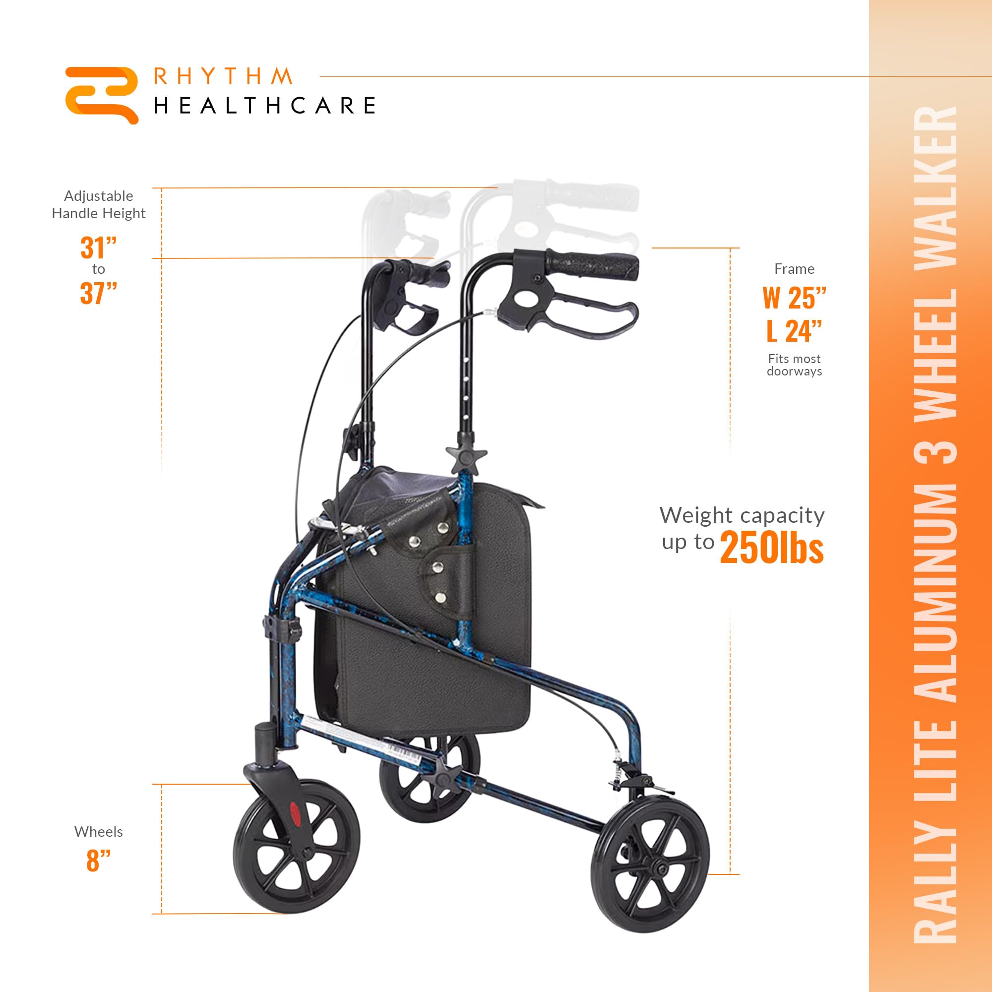 Amazon.com: Rhythm Healthcare Rally Lite Aluminum 3-Wheel Folding
