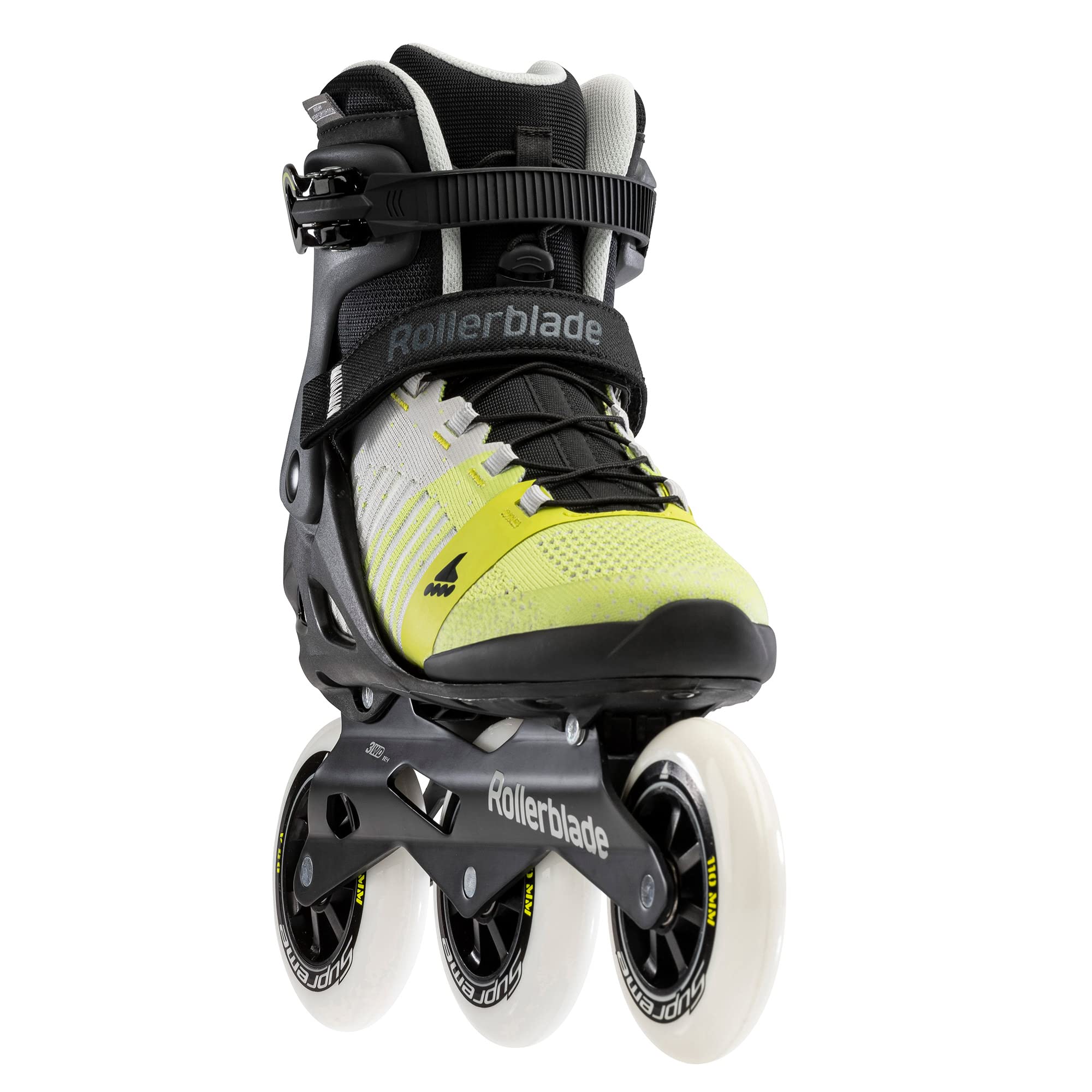 Rollerblade Macroblade 110 3WD Mens Adult Fitness Inline Skate, Grey and Yellow, Performance Inline Skates