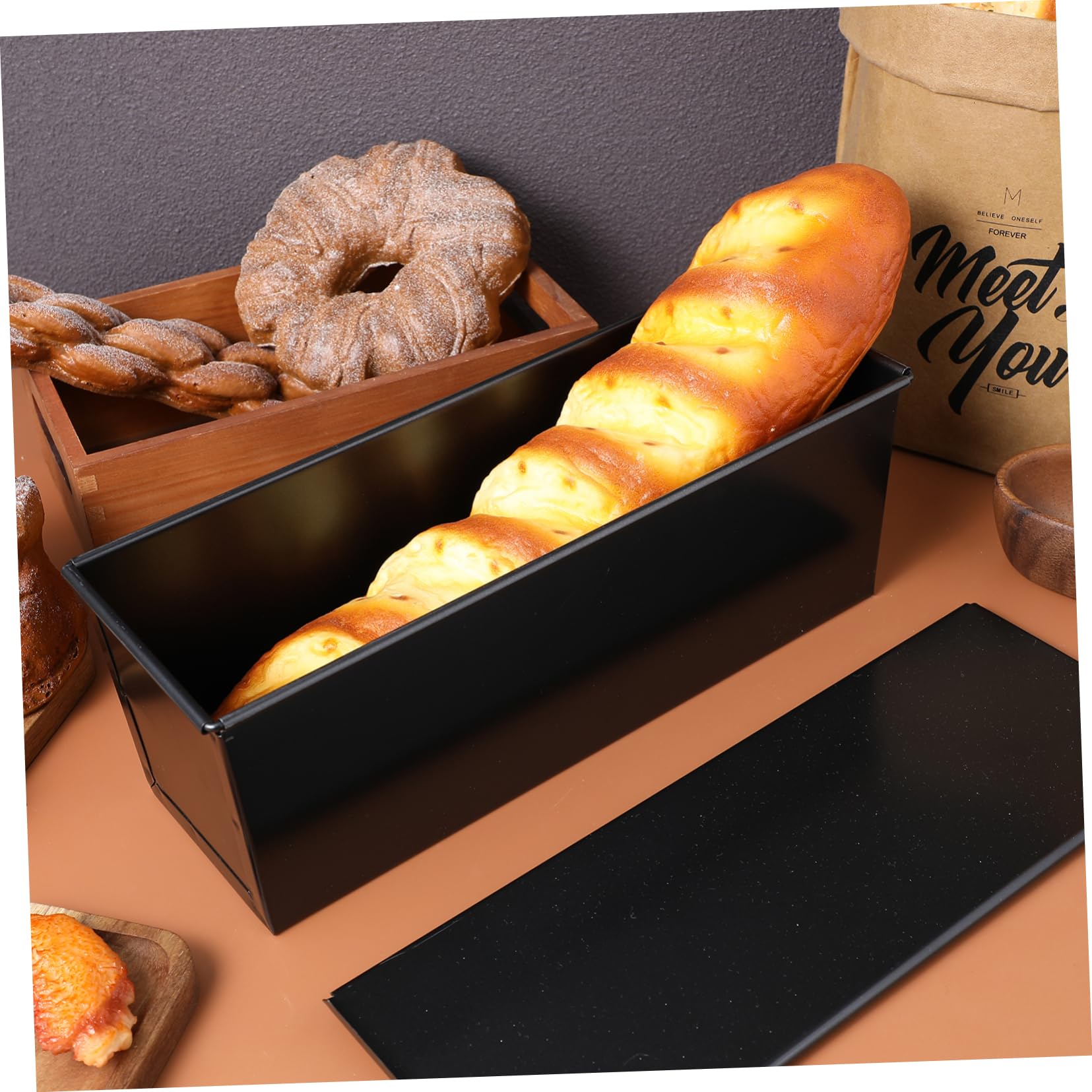 HEMOTON Molde Pan Con Tapa Molde Para Pan De Antiadherente De Acero Inoxidable Bandeja Para Hornear Y Tostadas Diseño Con Ventilación Para Hogar Y Panadería
