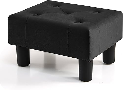 Miniatura 38 de BRIAN & DANY Taburete pequeño para pies, taburetes de cuero para pies con patas, taburete pequeño estable para sala de estar, marrón marrón,