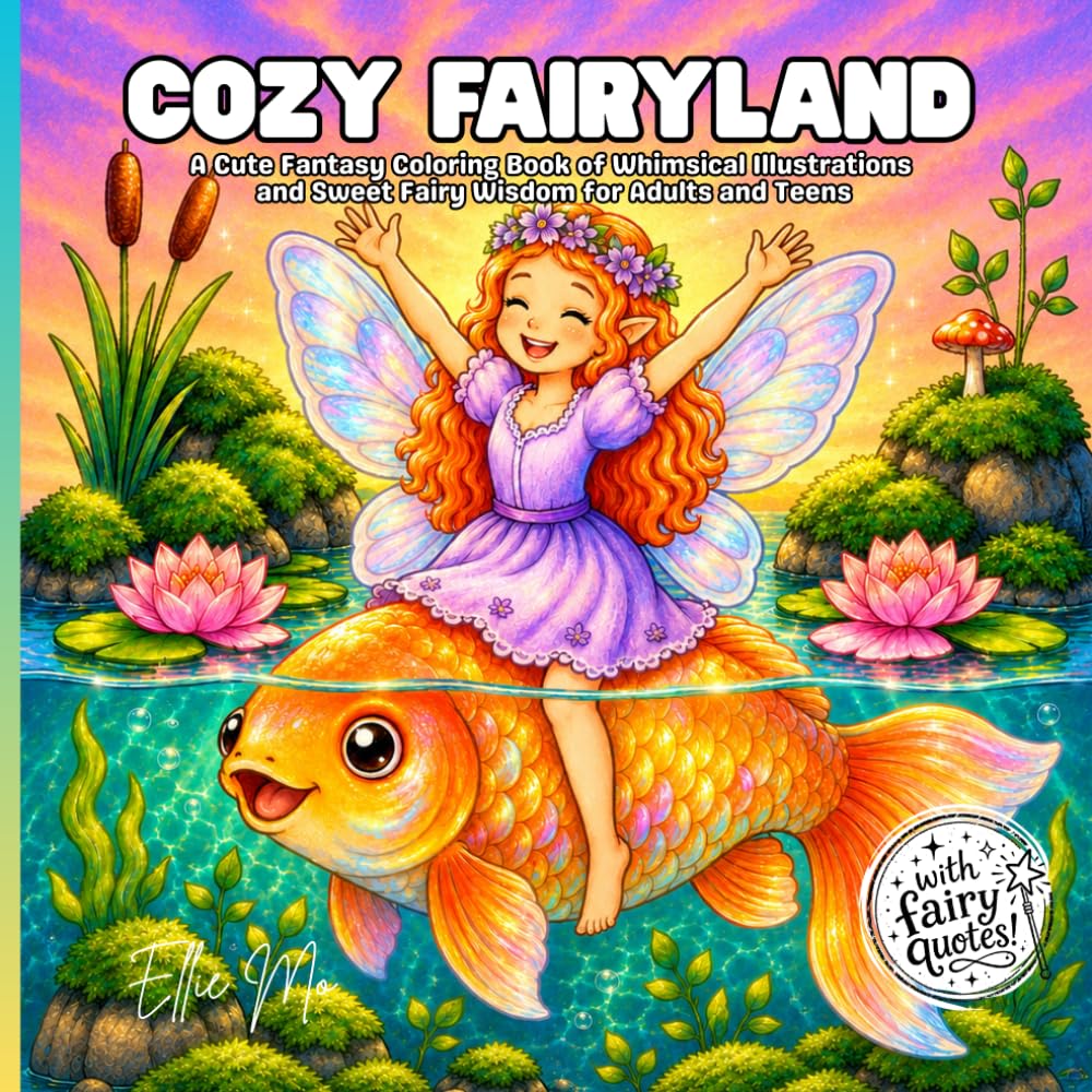 Cozy Fairyland: A Cute Fantasy Coloring Book of Whimsical Illustrations and Sweet Fairy Wisdom for Adults and Teens