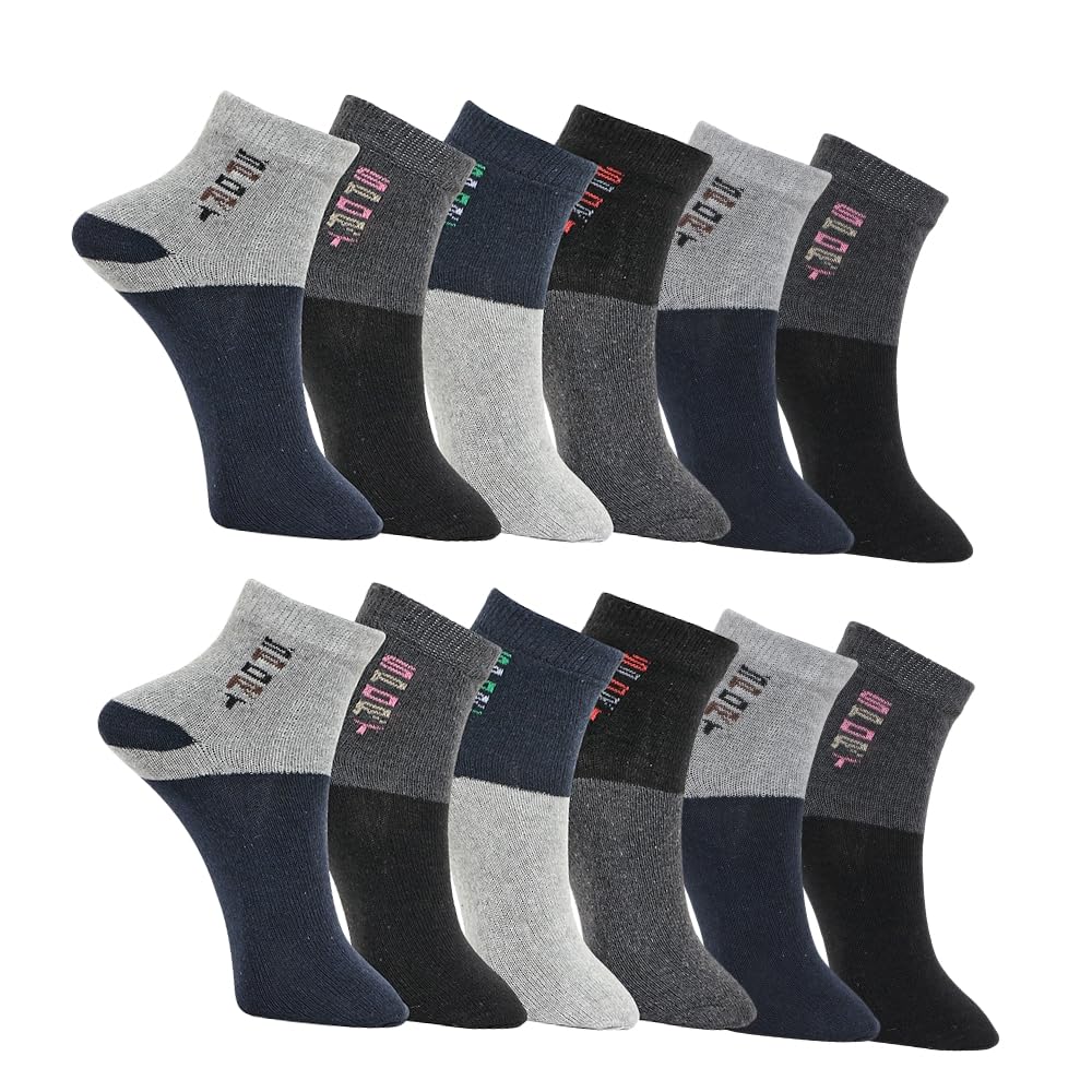 Sport Ankle Socks, 12 Pairs, Lightweight Mesh, Anti-Odour, Grey Navy Black Multicolour-image-16